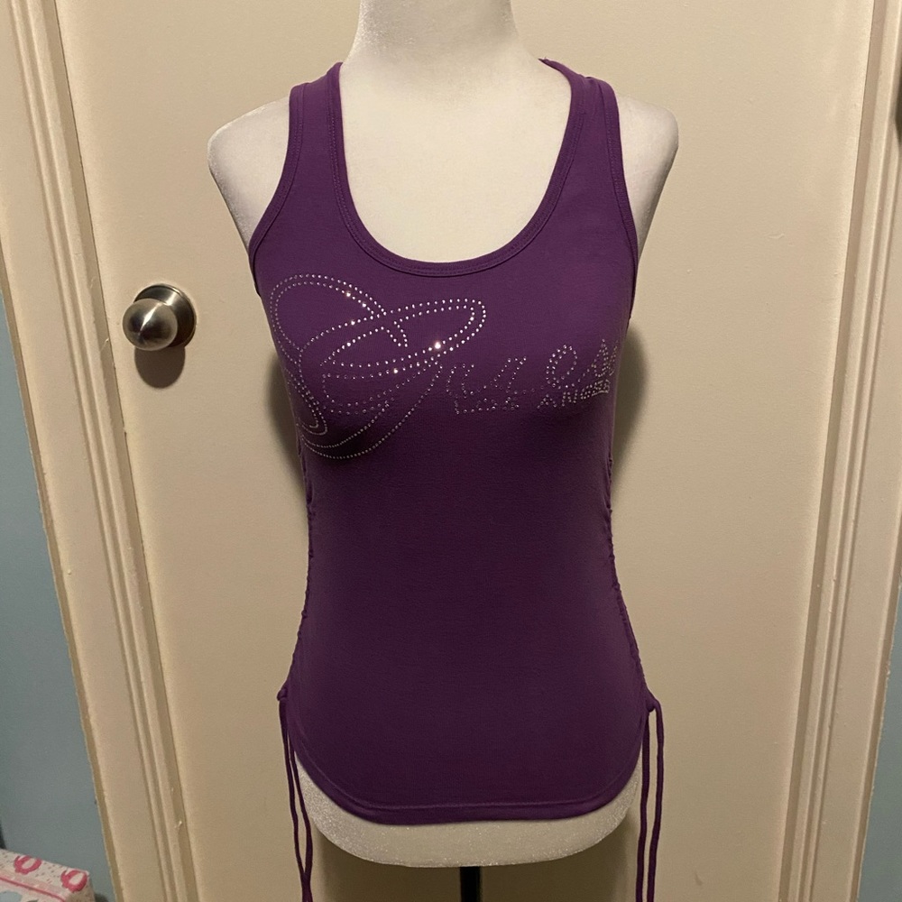 GUESS PURPLE DRAWSTRING SIDES TANK TOP